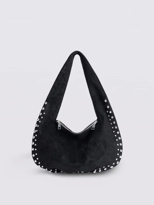 Studded Suede Shoulder Bag