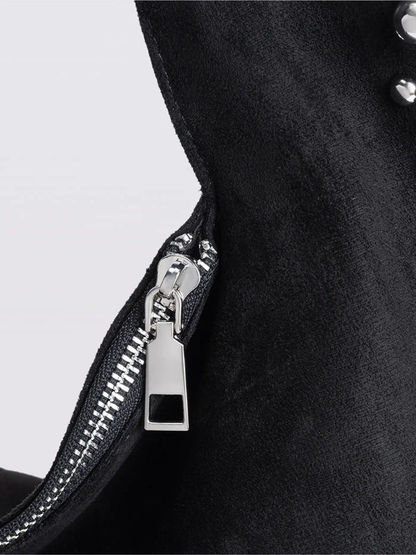 Studded Suede Shoulder Bag