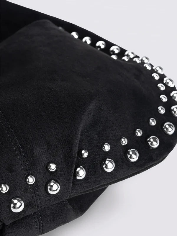 Studded Suede Shoulder Bag